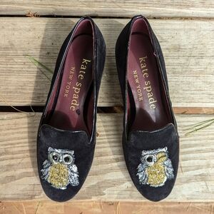 KATE SPADE lounge wink owl flats size 7B new in box velvet